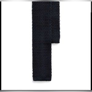 Ralph Lauren Black Silk Knit Tie Made In Italy
